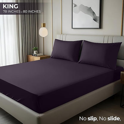 Utopia Bedding King Fitted Sheet - Bottom Sheet - Deep Pocket - Soft Microfiber - Shrinkage and Fade Resistant - Easy Care -1 Fitted Sheet Only (Purple)