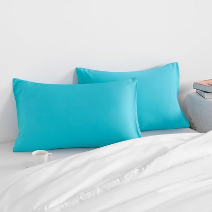 NTBAY King Pillow Cases Set of 2, 2 Pack Brushed Microfiber 20x40 Pillow Cases, Soft, Wrinkle, Fade, Stain Resistant Blue Pillow Cases with Envelope Closure, 20x40 Inches, Blue