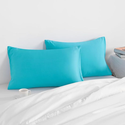 NTBAY King Pillow Cases Set of 2, 2 Pack Brushed Microfiber 20x36 Pillow Cases, Soft, Wrinkle, Fade, Stain Resistant Blue Pillow Cases with Envelope Closure, 20x36 Inches, Blue