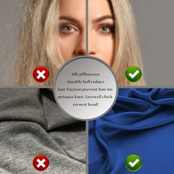 Mulberry Silk Pillowcase for Hair and Skin Pillow Case with Hidden Zipper Soft Breathable Smooth Cooling Silk Pillow Covers for Sleeping (Royal Blue, King,1Pcs)