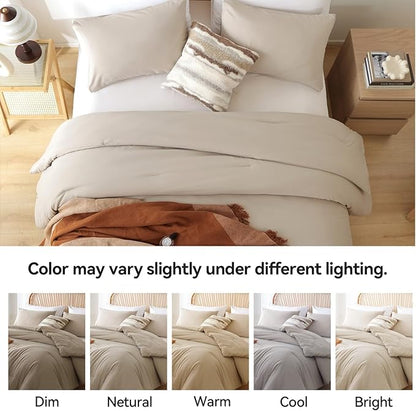 ROSGONIA Oversized King Comforter 120x120, 3pcs Super King Comforter (1 Light Khaki Comforter & 2 Pillowcases) Lightweight Warm Bedding Blanket Quilt
