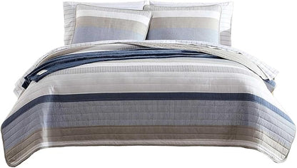 Nautica - Twin Quilt Set, Soft & Breathable Cotton Bedding with Medium Weight Feel, Reversible 2 Piece Bed Set with Matching Pillowcase (Galewood Blue)