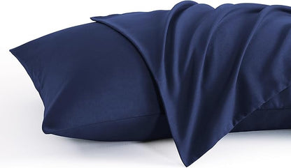 NTBAY Queen Pillow Cases Set, 2 Pack Brushed Microfiber 20x30 Inches, Soft, Wrinkle, Fade, Stain Resistant Navy Blue Pillow Cases with Envelope Closure
