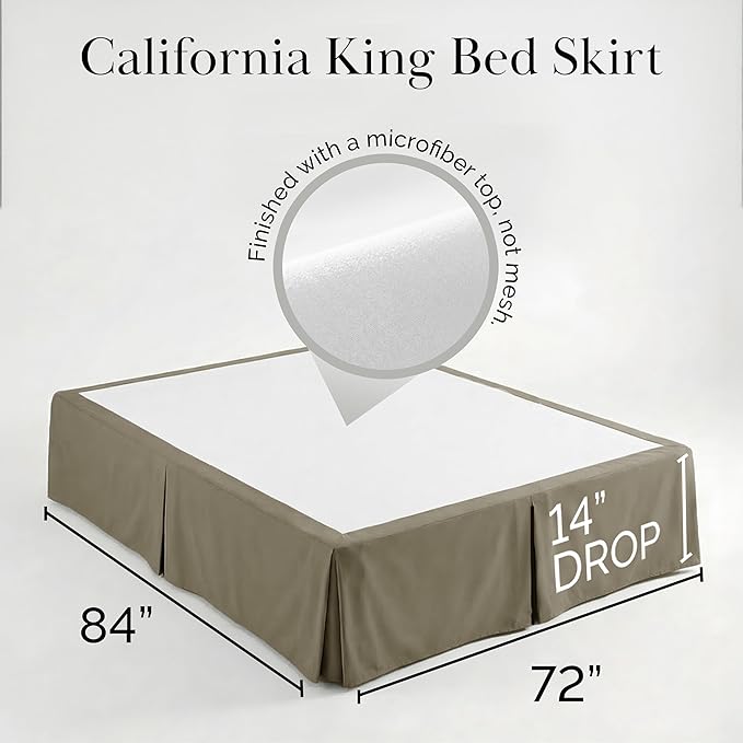 Southshore Fine Living, Inc. Hotel Quality California King Bed Skirt - 14" Drop, Elegant Pleated Design, Premium Dust Ruffle/Cal King Bed Skirt, Easy Care, Luxury Bed Skirt Cal King Size, Dark Taupe
