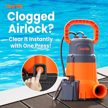 1/3 HP Submersible Utility Pump, 2790 GPH High Flow, Portable Sump Pump with Auto Water Sensor, Ideal for Pool, Flooded Basement, Hot Tub, Pond and Garden Draining