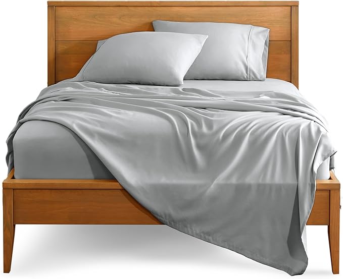 Bare Home Full Sheet Set - 1800 Ultra-Soft Microfiber Full Bed Sheets - Double Brushed - Deep Pockets - Easy Fit - 4 Piece Set - Bedding Sheets & Pillowcases (Full, French Grey)