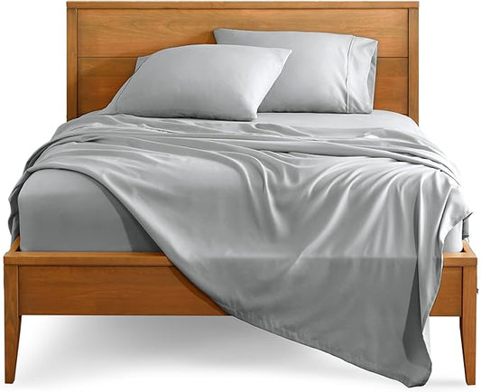 Bare Home Split Head Flex King Sheet Set - 1800 Ultra-Soft Microfiber Bed Sheets - Double Brushed - Deep Pockets - Easy Fit - 4 Piece Set - Bedding Sheets & Pillowcases (French Grey)