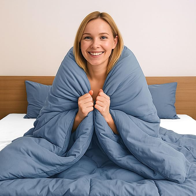 Pure Bedding Duvet Cover Queen Size - 3 Pieces Extra Soft Bedding Set, Includes 1 Duvet Cover 90x90 Inches with Zipper Closure & 2 Pillow Shams, Comforter Not Included, Ash Blue