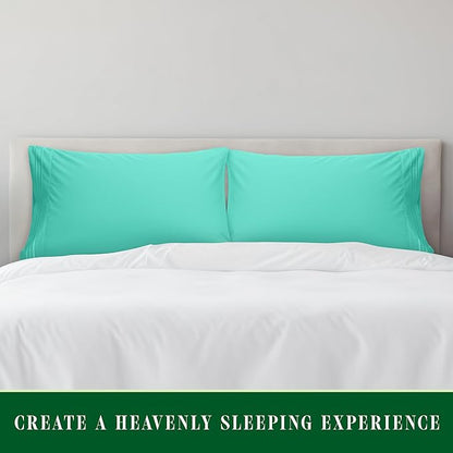 Elegant Comfort Luxury Ultra-Soft 2-Piece Pillowcase Set - 1500 Premium Hotel Quality Microfiber Double Brushed - Wrinkle Resistant, King Size, Paradise Teal