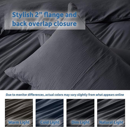 Nestl Dark Grey California King Duvet Cover Sets - Soft Prewashed Cal King Duvet Cover, 3 Piece, with Zipper Closure, 1 Duvet Cover 104x98 inches and 2 Pillow Shams