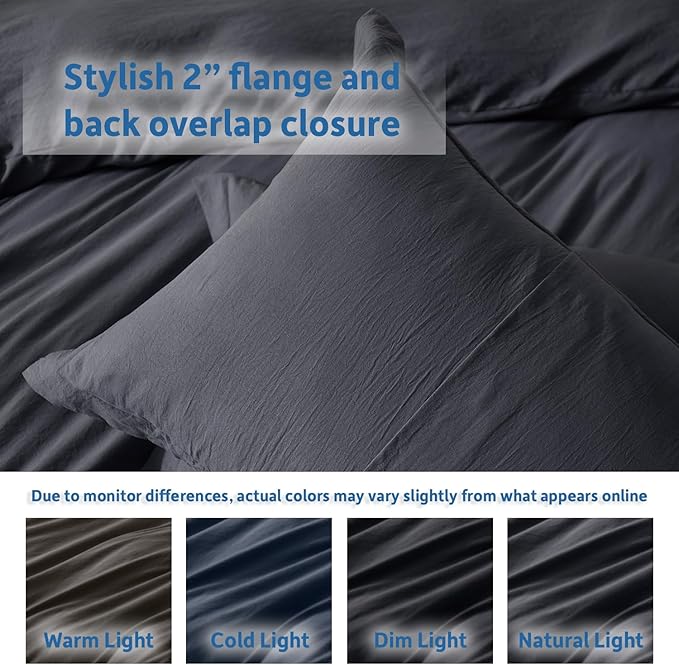 Nestl Grey Duvet Cover Full Size - Soft Prewashed Full Size Duvet Cover Set, 3 Piece, with Zipper Closure, 1 Duvet Cover 80x90 inches and 2 Pillow Shams