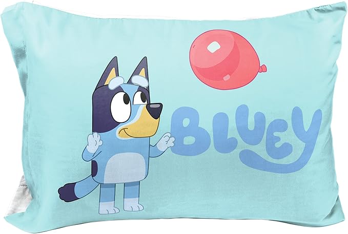 Jay Franco Bluey & Bingo 1 Single Reversible Pillowcase - Double-Sided Kids Super Soft Bedding (Official Bluey Product)