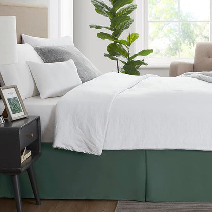 Nestl Forest Green Twin XL Bed Skirt - Twin XL Size Bed Skirt 14 Inch Drop - Brushed Microfiber Bed Skirts - Hotel Quality Pleated Bed Skirt - Shrinkage & Fade Resistant