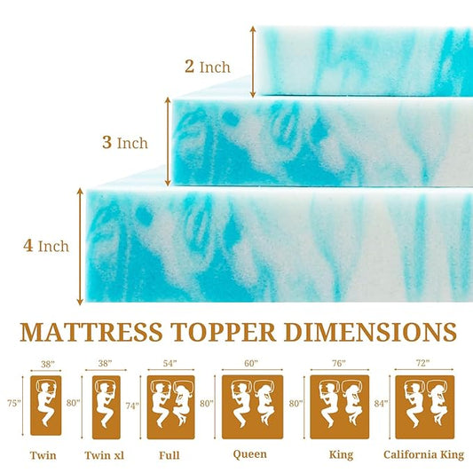 Mattress Topper Queen, 4 Inch Gel Infused Memory Foam Mattress Topper, Pressure Relief, Mattress Pad, Breathable Bed Topper, CertiPUR-US Certified