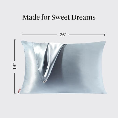 Kitsch Satin Pillowcase with Zipper for Hair & Skin - Softer Than Silk Pillow Cases, Smooth Cooling Satin Pillow Case, Wrinkle-Free, Machine Washable - Pillow Cases Standard Size (19x26) - Haze Blue
