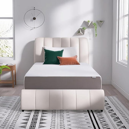 Amazon Basics Medium Firm Memory Foam Mattress, Breathable, 12 Inch, Twin, White/Grey