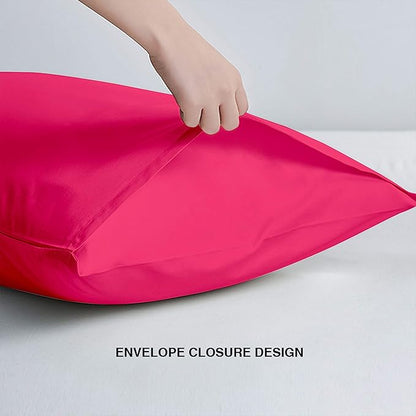 FLXXIE King Pillow Cases Set of 2, Soft Microfiber Pillow Covers with Envelope Closure, Wrinkle, Fade and Stain Resistant Pillowcases, 20x36, Magenta