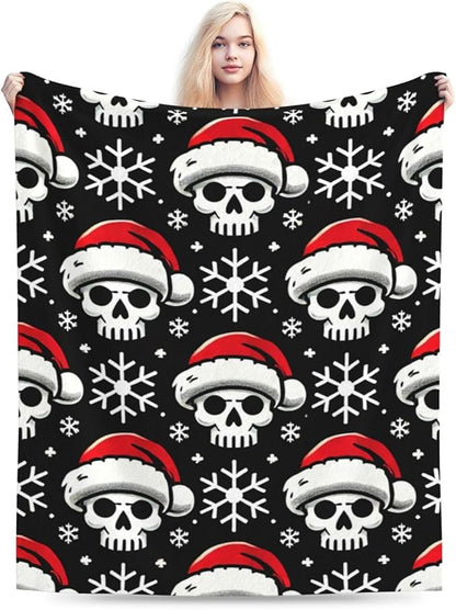 Gothic Christmas Skull Blanket Super Soft Warm Fluffy Fleece Flannel Throw Blanket Cozy Fuzzy Plush Stuff Bedding Blankets Gifts for Women Kids Boys Girls Adults 50"X40"