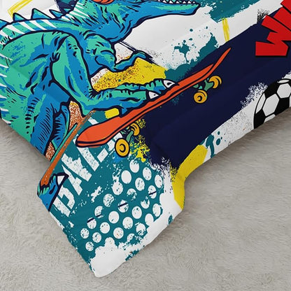 Kid's Dinosaur Comforter Set,Cartoon World Animal Bedding Set Twin Size,All Season Ultra Cozy Comforter Set 3 Pieces with 2 Pillowcases for Adults,Teens,Boys,Girls