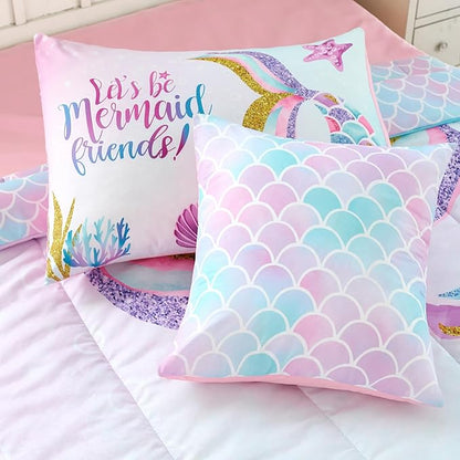 Cokouchyi Full Size Comforter Set for Girls, 6-Piece Bed in a Bag, 3D Colorful Mermaid Bedding Comforter Sheet Set, Ultra Soft and Fluffy, Mermaid