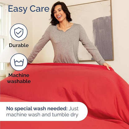 Twin 4 Piece Sheet Set - Comfy Breathable & Cooling - Ultra Soft Hotel Luxury Bedding Set with 8-16 Inch Deep Pockets - 1 Flat & 1 Fitted Sheet & 2 Pillowcases - Cozy, Wrinkle Free & Easy Care - Red
