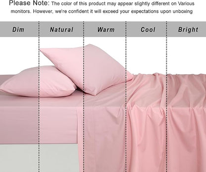 RUVANTI 100% Organic Cotton Sheets Full Size, Percale Weave, GOTS Certified, 4-Piece Set, Deep Pocket 15", Crisp & Breathable, Soft Durable Bedding, Sábanas Algodón Orgánico – Peach Skin