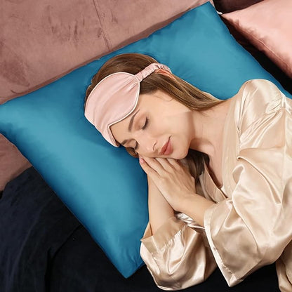 Adubor 100% Silk Pillowcase - Mulberry Silk Pillow Cases, 22 Momme 6A Grade Fibers, Silk Pillow Case for Hair and Skin Health, with Hidden Zipper (Queen 20''x30'', Peacock Blue, 1PC)