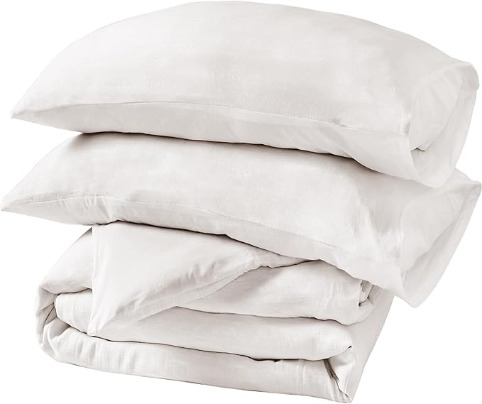 California Design Den King Size Duvet Cover Set, 3 Piece Duvet Cover & Sham Set Textured Natural Duvet Cover 106" x 90" to Fit King Size Duvet (Linen-Natural, King)