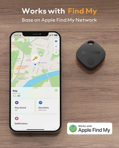 ATUVOS Air Tracker Tags-3 Pack, Bluetooth Luggage Tracker Works with Apple Find My (iOS Only, Not for Android), Keys Finder and Item Locator Track Your Keys, Luggage, Backpack, Suitcase, Bags and More