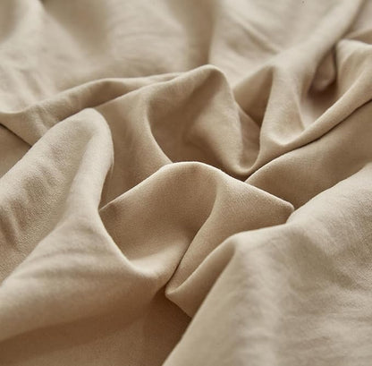 KAREVER Champagne Comforter Set Queen Bedding Set Women Solid Khaki Bed Comforter Set Plain Beige Breathable Blanket Men Light Champagne Lightweight Quilts Set Queen Size