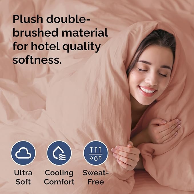 Duvet Cover Cal King Size Set - Extra Soft Cal King Duvet Cover 104" x 98" with 2 Pillow Shams - Hotel Luxury, Easy Care & Fade Free with Zipper Closures & Ties - Comfy, Cozy and Breathable (Mauve)
