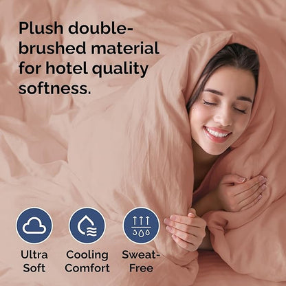 Duvet Cover Full Size Set - Extra Soft Full Duvet Cover 80" x 90" with 2 Pillow Shams - Hotel Luxury, Easy Care and Fade Free w/ Zipper Closures & Ties - All Season, Comfy, Cozy & Breathable (Mauve)