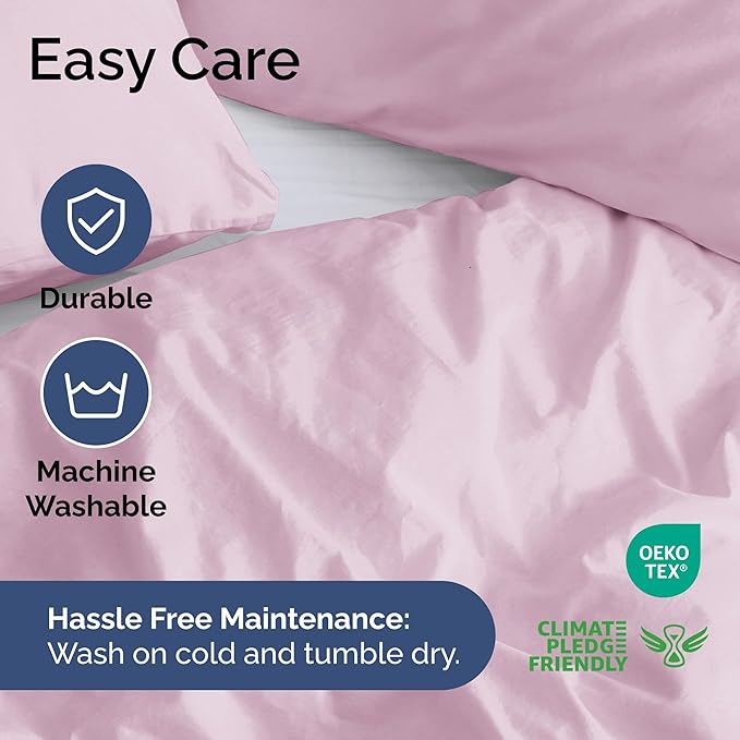 Duvet Cover King Size Set - Extra Soft King Duvet Cover 104" x 90" with 2 Pillow Shams - Hotel Luxury, Easy Care & Fade Free w/ Zipper Closures & Ties - All Season, Comfy and Breathable (Light Pink)