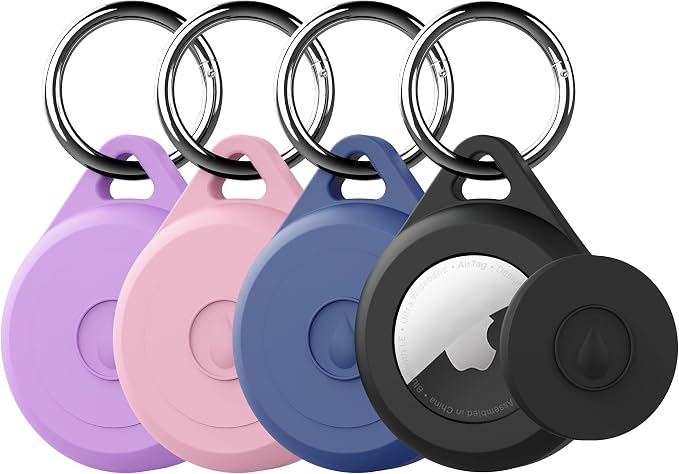 for Air tag Keychain Holder Case for Apple Air tag 1st & 2nd Generation, 4 Pack of IPX8 Waterproof, Fully Shockproof, Anti Scratch for Air tag Holder Case for Key, Kid, Bag, Luggage, Pets Collar