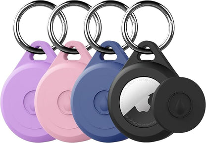 for Air tag Keychain Holder Case for Apple Air tag 1st & 2nd Generation, 4 Pack of IPX8 Waterproof, Fully Shockproof, Anti Scratch for Air tag Holder Case for Key, Kid, Bag, Luggage, Pets Collar