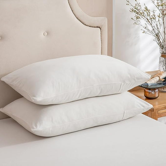 PURE ERA Jersey Knit Pillowcases 100% T-Shirt Cotton Super Soft Comfy Breathable, Set of 2, Standard 20" x 36", Solid Off White