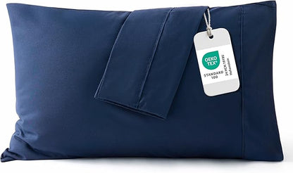 Bedsure King Size Pillow Cases Set of 2 - Navy Microfiber Pillowcases 2 Pack, Super Soft Double Brushed Pillow Case Cover with Envelope Closure for Kids, Wrinkle, Fade Resistant, 20x36 Inches