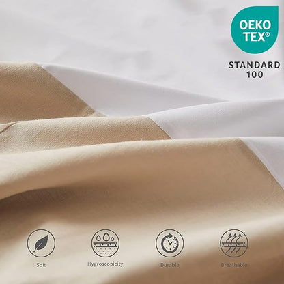 BISELINA French Linen Bed Skirt Split Corner with Button 18-Inch Tailored Drop Natural Flax Cotton Blend Basic Dust Ruffle Soft Cozy (18" Queen,Button Linen)