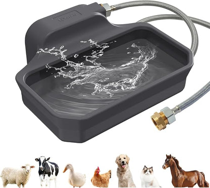 FICUSWIN 135OZ Automatic Water Dispenser for Large Dogs Patented Outdoor Dog Water Bowl Dispenser Automatic Dog Feeder Fit 3/4'' GHT Faucet Dog Waterer Include Water Hose Extra-Large Drinking Area
