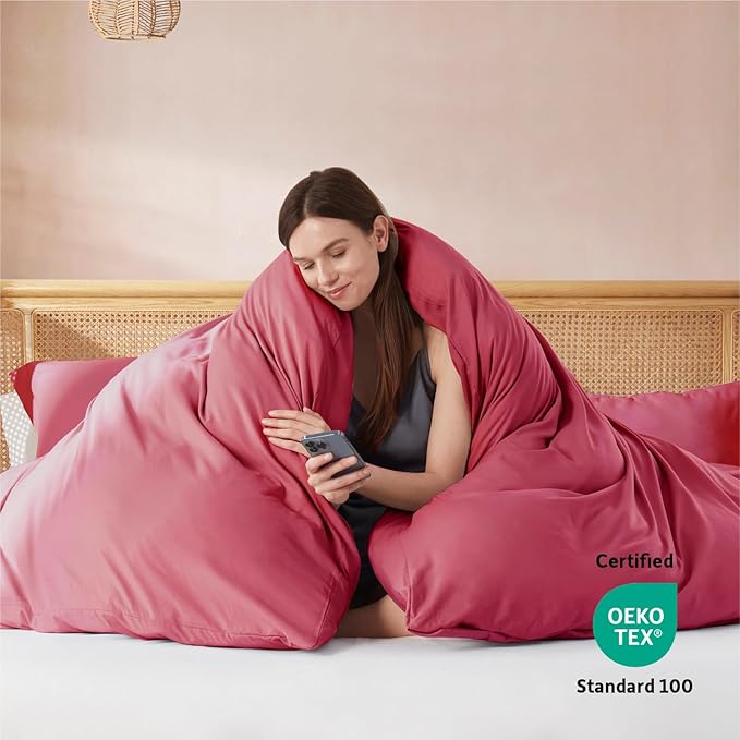 Nestl Burgundy Red Duvet Cover King Size - Soft Double Brushed King Duvet Cover Set, 3 Piece, with Button Closure, 1 Duvet Cover 104x90 inches and 2 Pillow Shams