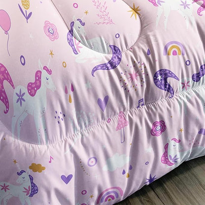 Unicorn 3 Piece Girl Bedding Set Pink 3 Pieces Bedding Set for Girls Kids,Unicorn Comforter Set Girls Room Decor,Rainbow Clouds Star Quilt Set (1 Comforter with 2 Pillowcase),All Seasons
