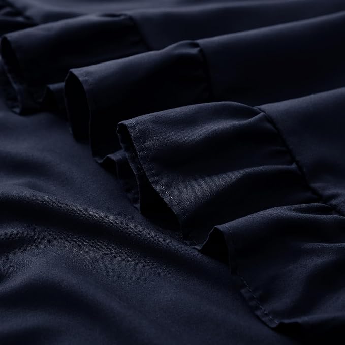 KKJIAF Ruffle Pillow Cases 24x24 Inches, Navy Blue Square Ruffled Pillow Covers Set of 2, Microfiber Wrinkle Resistant Pillow Shams with Envelope Closure for Sofa Bed Living Room