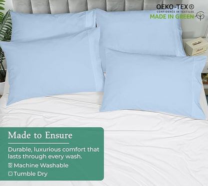 Royale Linens Pillowcase Set of 2 - Bed Pillow Cover - 20x30 - Lake Blue Pillowcases - 1800 Brushed Microfiber, Wrinkle & Fade Resistant - Soft & Cozy- Queen Size Pillow Case (Lake Blue)