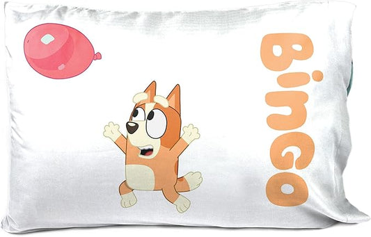 Jay Franco Bluey & Bingo 1 Single Reversible Pillowcase - Double-Sided Kids Super Soft Bedding (Official Bluey Product)
