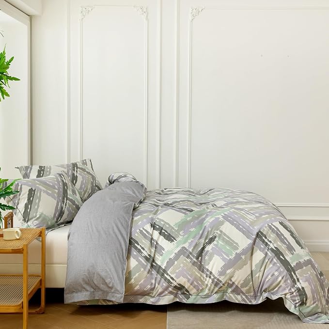 OAITE Duvet Cover Set Twin Size Floral Pattern Ultra Soft 100% Cotton Duvet Cover Sets 3-PC, Breathable Duvet Cover with Zipper Closure & Corner Ties(2 Pillow Shams,1 Duvet Cover)