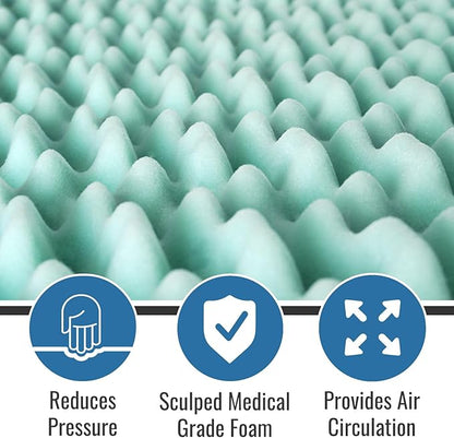 DMI 2-Inch Foam Mattress Topper, Egg Crate Foam Pad for Support, Air Circulation, Pressure Relief & Weight Distribution, Twin Size 33 x 72, Blue