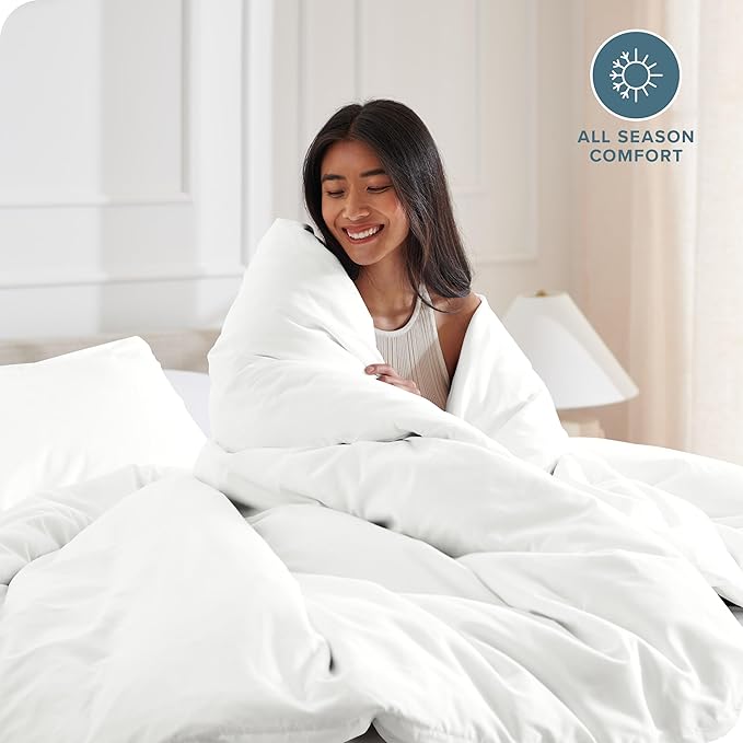 Bare Home Bedding Duvet Cover Oversized Queen - Premium 1800 Super Soft Collection - Lightweight, Cooling - Soft Breathable Bedding Duvet Cover (Oversized Queen, Cream)