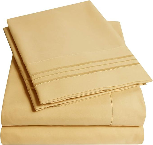 1500 Supreme Collection Queen Sheet Sets Camel - Luxury Hotel Bed Sheets and Pillowcase Set for Queen Mattress - Extra Soft, Elastic Corner Straps, Deep Pocket Sheets, Queen Camel