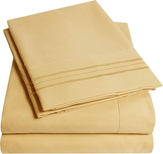 1500 Supreme Collection Full Sheet Sets Camel - Luxury Hotel Bed Sheets and Pillowcase Set for Full Mattress - Extra Soft, Elastic Corner Straps, Deep Pocket Sheets, Full Camel