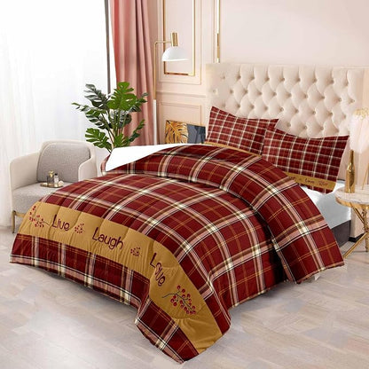 LUVIVIHOME 3PCS Red Gingham Comforter Set King Size, Red Berry Check Bed Set, Grid Checkered Quilt, Farmhouse Bedding, Check Primitive Country Rustic Vintage Buffalo Plaid Comforter, 2 Pillow Shams